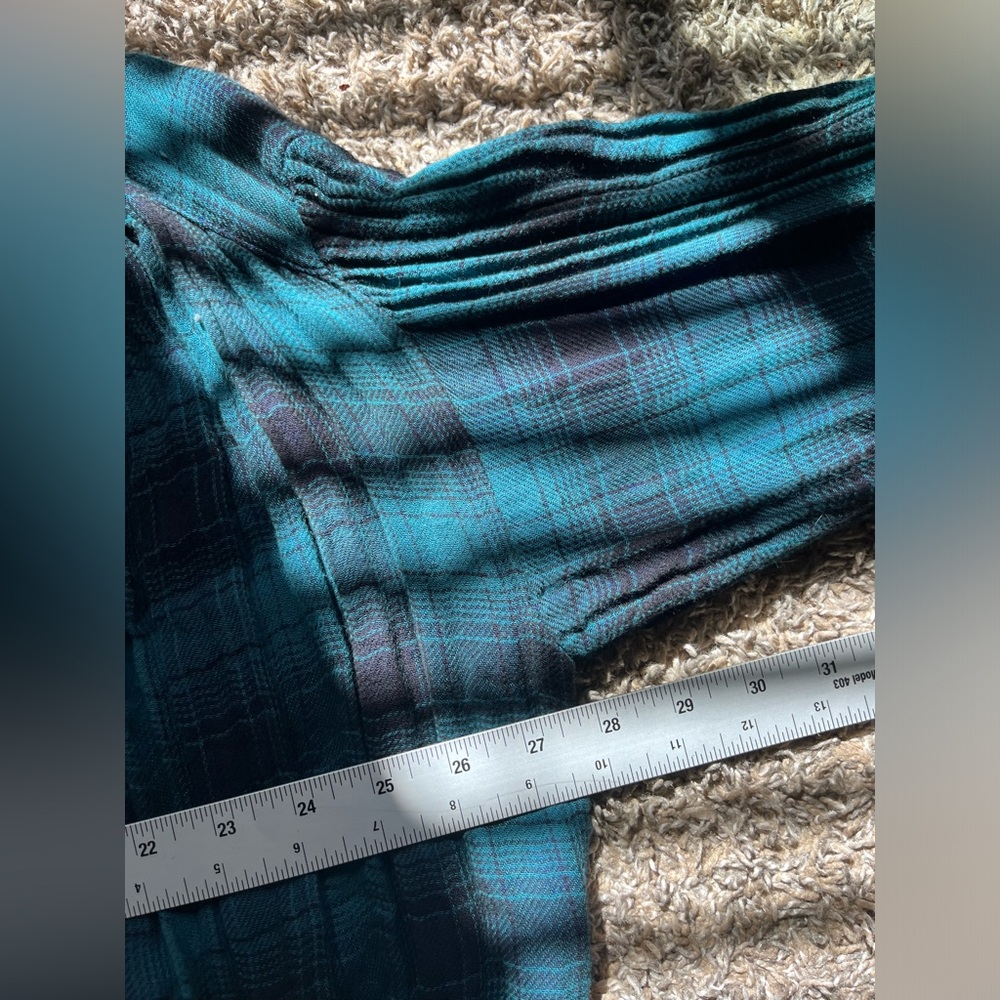 Free People Come On Over Plaid Pleated Button Down Flannal Shirt Size Small Boho - Picture 7 of 7